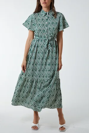 Blue Vanilla Geometric Tiered Maxi Dress - 10 /