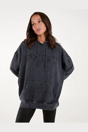 Blue Vanilla New York Logo Acid Wash Hoodie - ONE /