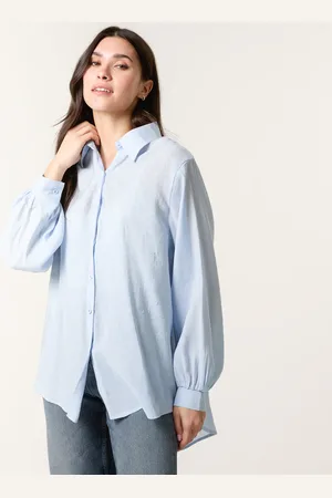 Blue Vanilla Diamante Detailed Classic Shirt - M/L /