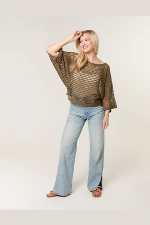 Blue Vanilla Round Neck Net Top - M/L /