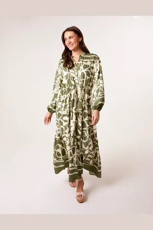 Blue Vanilla Abstract Floral Print Maxi Dress - ONE /