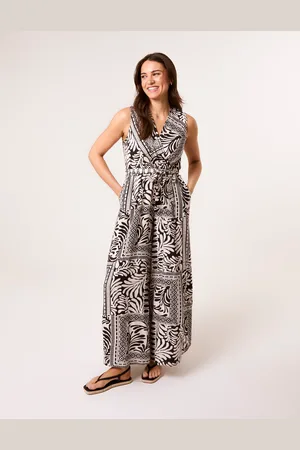 Blue Vanilla Sleeveless Leaf Print Jumpsuit - M-L /