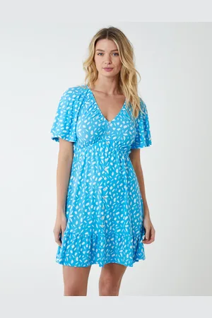 Blue Vanilla Trapeze Button Through Raglan Mini Dress - 14 /