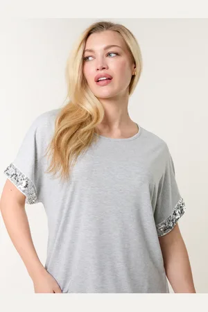 Blue Vanilla Sequin Trim Oversized Top - M/L /