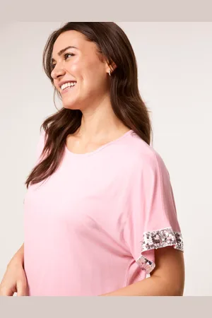 Blue Vanilla Sequin Trim Oversized Top - M/L /