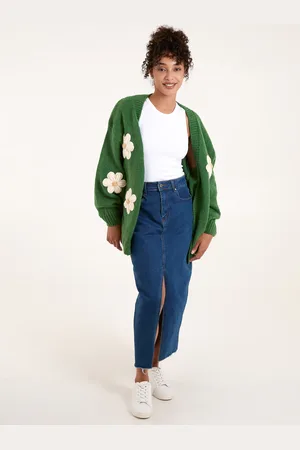 Blue Vanilla Daisy Large Flower Cardigan - S/M /