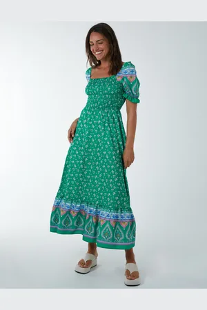 Blue Vanilla Shirred Floral Maxi Dress - 12 /
