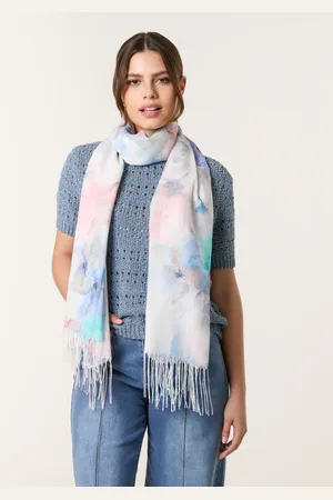 Blue Vanilla Floral Print Scarf - ONE /