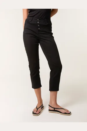 Blue Vanilla Button Front Capri Trousers - L/XL /