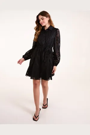 Blue Vanilla Jacquard Mesh Shirt Dress - S /