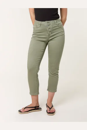 Blue Vanilla Button Front Capri Trousers - L/XL /