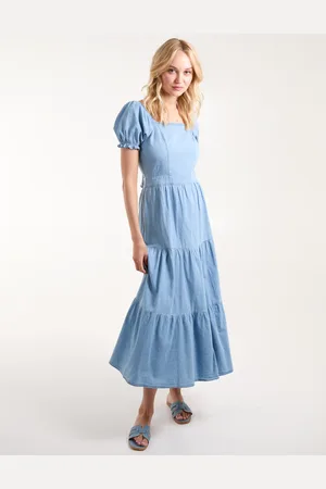 Blue Vanilla Square Neck Tiered Maxi Dress - 12 /