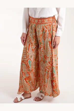 Blue Vanilla Embellished Waist Wide Leg Trousers - M /