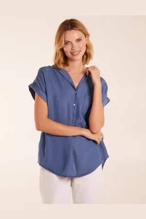 Blue Vanilla Tencel Button Down Pocket Top - L /