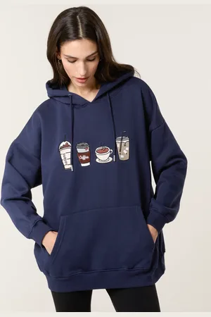 Blue Vanilla Coffee Embroidered Hoodie - ONE /