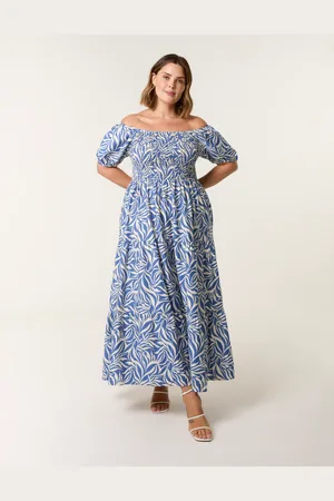 Blue Vanilla Curve Elasticated Off The Shoulder Maxi Dress - 18/20 /