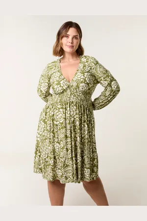 Blue Vanilla Curve Shirred Neck Elastic Mini Dress - 18/20 /