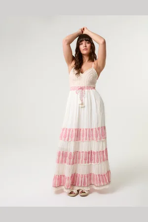 Blue Vanilla Crochet Lurex Tiered Dress - L /