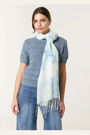 Blue Vanilla Floral Print Scarf - ONE /