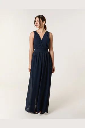Blue Vanilla Sleeveless Wrap Front Maxi Dress - L/XL /