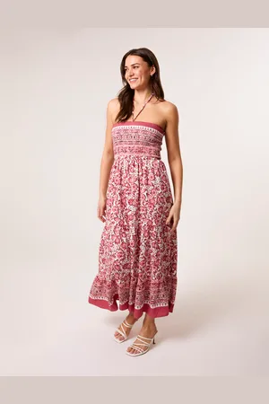 Blue Vanilla Shirred Bust Bandeau Dress - L/XL /