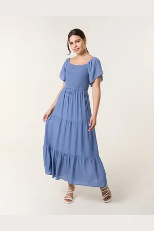Blue Vanilla Flutter Sleeve Maxi Dress - L/XL /