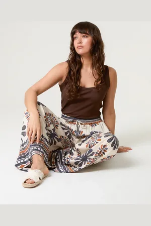 Blue Vanilla Print Wide-Leg Trousers - L /