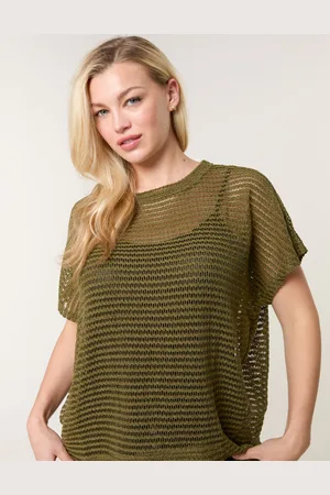 Blue Vanilla Crochet Batwing Oversized Top - M/L /