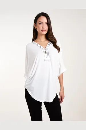 Blue Vanilla Studded Half Zip Front Top - S/M /