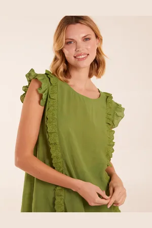 Blue Vanilla Button Back Frill Top - M /
