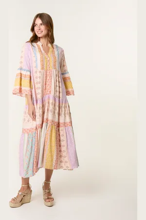 Blue Vanilla V Neck Smock Midi Dress - M /