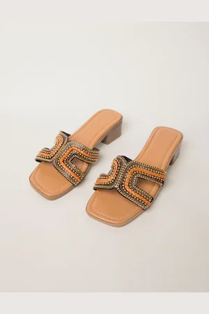 Blue Vanilla Beaded Plaited Small Mule Heels - 3/36 /