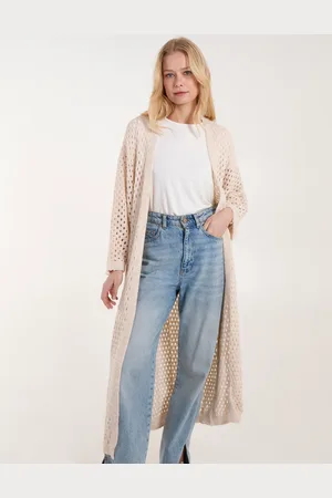 Blue Vanilla Crochet Batwing Long Knit Cardigan - ONE /