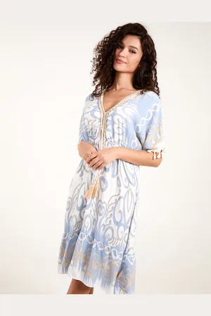 Blue Vanilla Tassel And Gold Trim Dress - ONE /