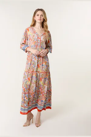 Blue Vanilla Paisley Tiered Maxi Dress - L/XL /