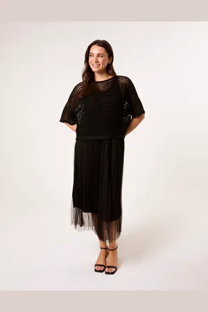 Blue Vanilla Crochet Top Pleat Dress - M/L /