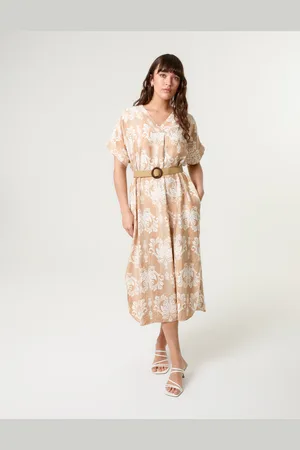 Blue Vanilla Abstract Floral Print Dress - ONE /