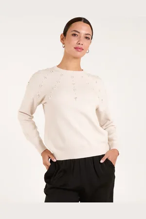 Blue Vanilla Pearl Flower Embellishment Jumper - L /