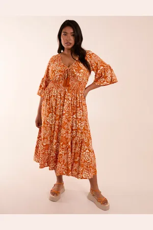 Blue Vanilla Curve Elasticated V Neck Midi Dress - 26/28 /