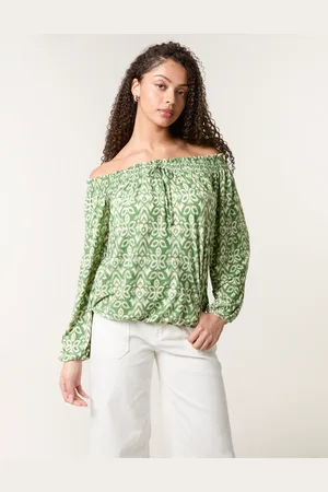 Blue Vanilla Bubble Hem Bardot Top - L/XL /