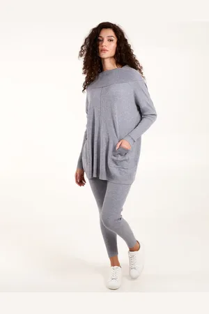 Blue Vanilla Ribbed Leggings & Cowl Neck Jumper Set - S/M /
