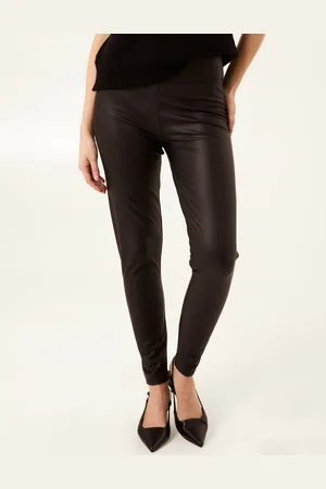 Blue Vanilla High Waist PU Elasticated Leggings - L /