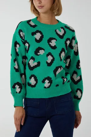 Blue Vanilla Oversized Leopard Print Jumper - M/L /
