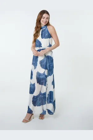 Blue Vanilla Halter Neck Occasion Dress - L /