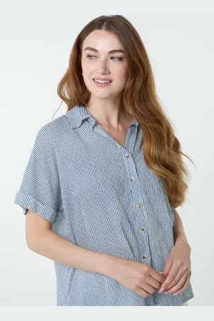Blue Vanilla Stripe Button Front Shirt - L /