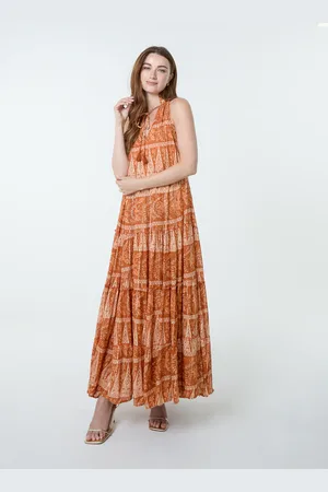 Blue Vanilla Tie Neck Maxi Dress - L /