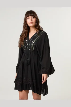 Blue Vanilla Embellished Kimono Sleeve Mini Dress - L /