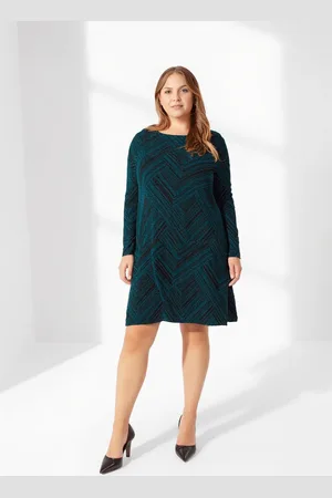 Blue Vanilla Curve Stripe Glittery Long Sleeve Shift Dress - 18/20 /