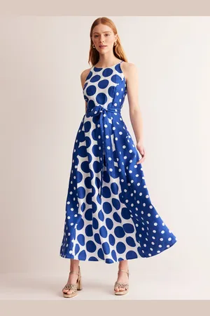 Boden Linen Maxi Halter Dress-Surf the Web, Spotted Female