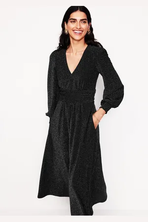 Boden Daphne Metallic Midi Dress-Black Female